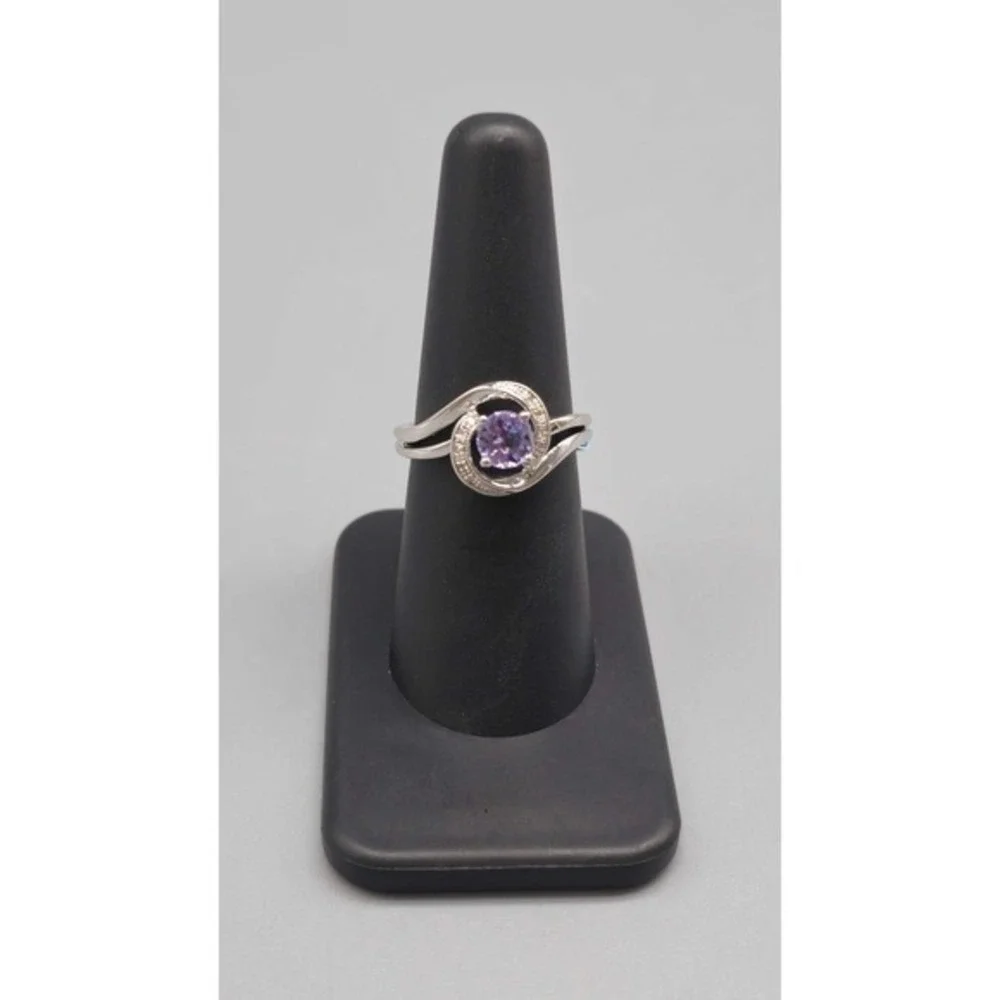 .925 SILVER DIAMOND & TANZANITE RING SIZE 7 4G (GNH022905)